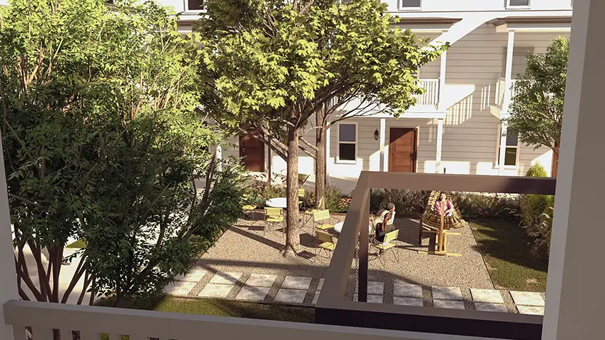 aerial view of outdoor community area