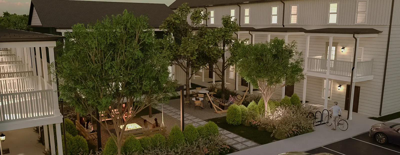 outdoor hammocks and seating